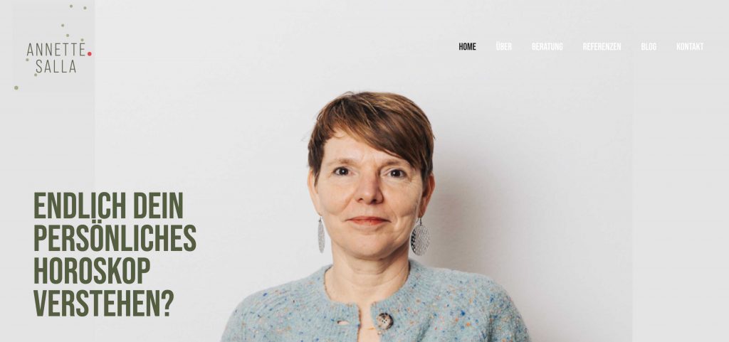 Die Webseite für astrologische Beratung für Annette Salla wurde von der Agentur Mendesgroup aus Berlin umgesetzt. Auch wurde eine SEO Optimierung durchgeführt.